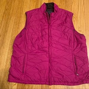 XL Lands End Down Vest Pink Quilted Puffer Zip Up Womens